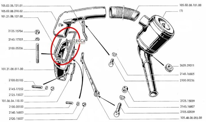 Guarnizione Scatola Filtro - Collettore per Alfa Romeo 101 - 105 schema