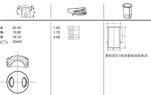 Pistone & Canna (1.300 cc - Ø 74 mm) - 9.1: 1