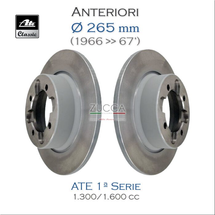 ATE 1ª Serie - Coppia Dischi Ant. Ø 265 mm (1.3/1.6 cc - 1966>67')
