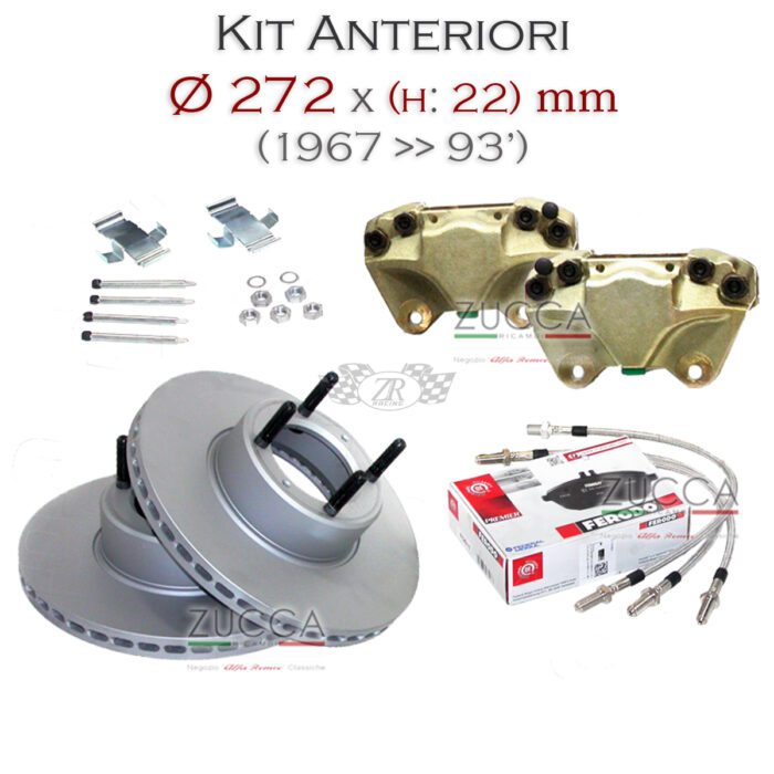 Ventilati - KIT Dischi Ant. Ø 272 x h: 22 mm + Pinze Maggiorate (Serie: 105/115 - 1.750/2.000 cc)