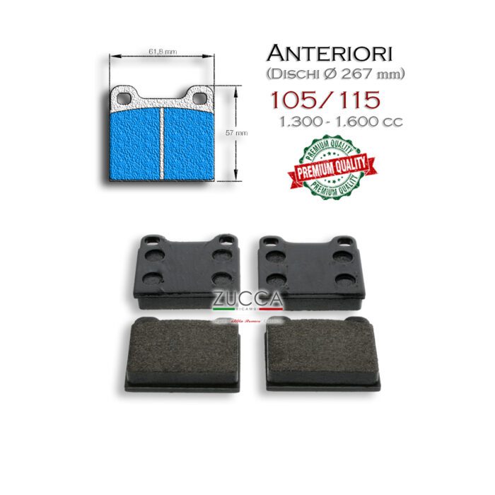 Kit Pastiglie Disco Ant. Ø 267 mm (Serie: 105/115  fino al 1986) "PREMIUM"