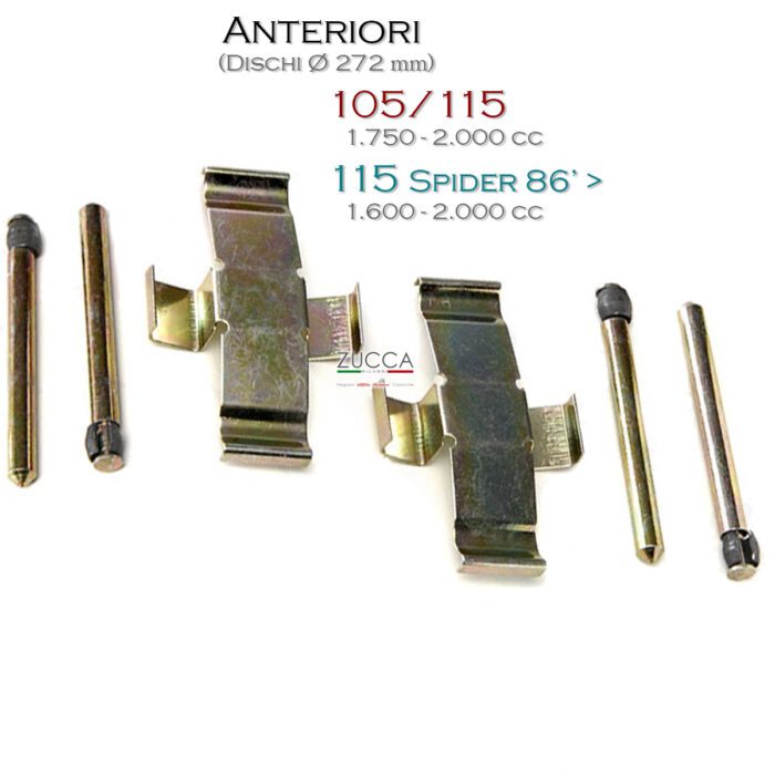 Kit Mollette Pastiglie Freno (Serie: 115 - 1.750/2.000 & 1.600 cc dopo 86) Disco Ant. Ø 272 mm