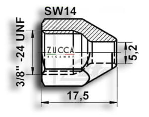 Schema Raccordo-Femmina-3-8-UNF-SW14-Serie-105-115