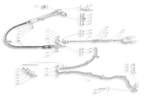 Schema Cavi Freno a Mano - Alfa Romeo 101 Veloce-SS-SZ - ANTERIORE -