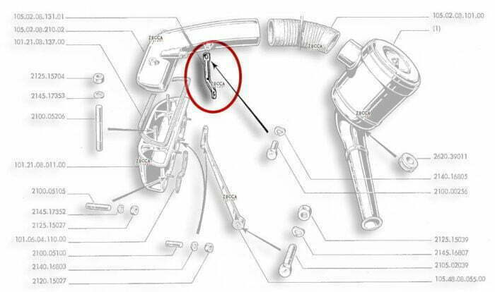 Staffa Cassa Filtro Alfa Romeo 105 Prima Versione SCHEMA