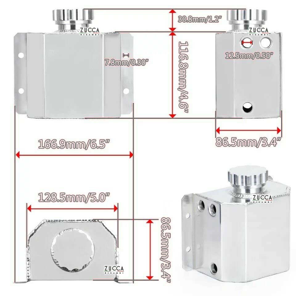 Serbatoio refrigerante universale 1 L alluminio trabocco recupero serbatoio  acqu