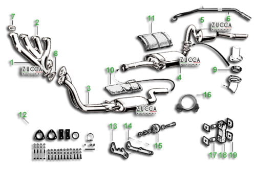 Schema Impianto di Scarico Alfa Romeo Serie 105-115 Carburatori