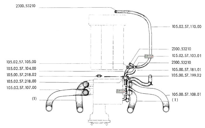 Tubo Riscaldamento Serie 105 dal 1965 al 1969 - SCHEMA - -