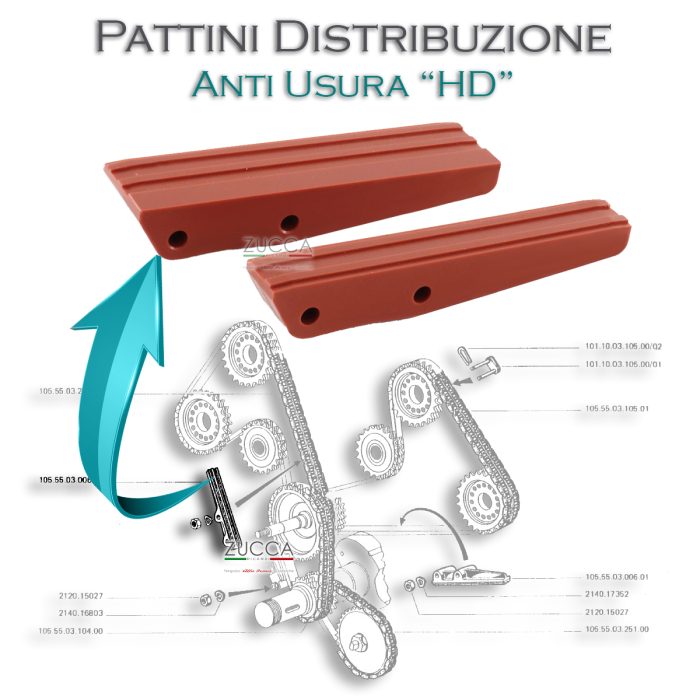 Coppia Pattini Tendi Catena di Distribuzione "Lunghe" (Serie: 105.64 MONTREAL) "HD"