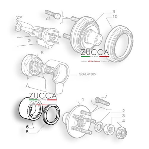 Cuscinetto Posteriore Alfa Romeo Serie 116-162 - schema