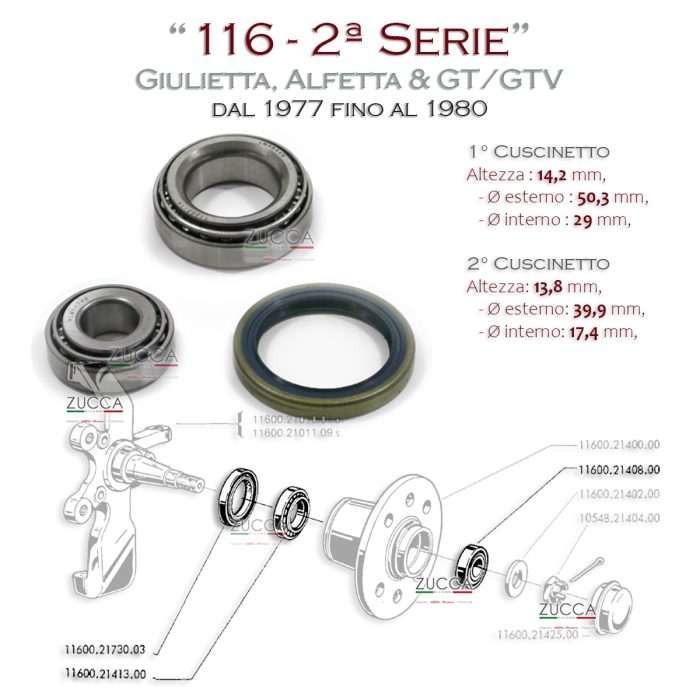 Kit Cuscinetti Mozzi Ruota Anteriore Ø int. 29 mm (116 dal 1977' > 02/80')