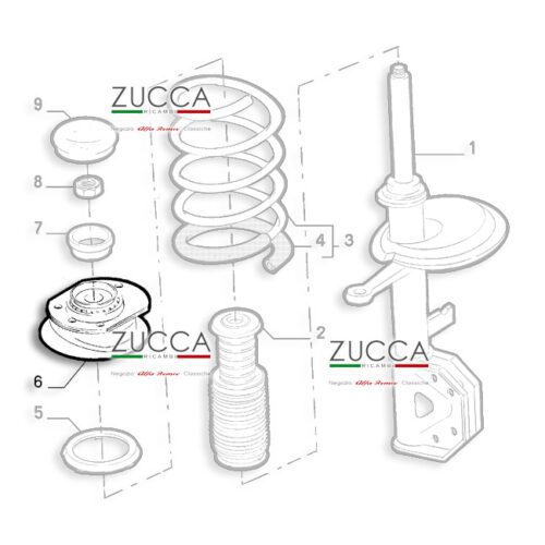 Schema Cuscinetti Ammortizzatori Alfa 33 dal 1990 al 1993 - Codice 60577815 - 60569483