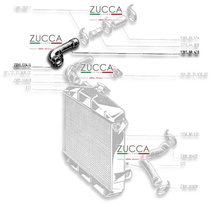 Manicotto Superiore (101 - Spider Veloce/SS/SZ) - "Termostato in linea" - immagine 2