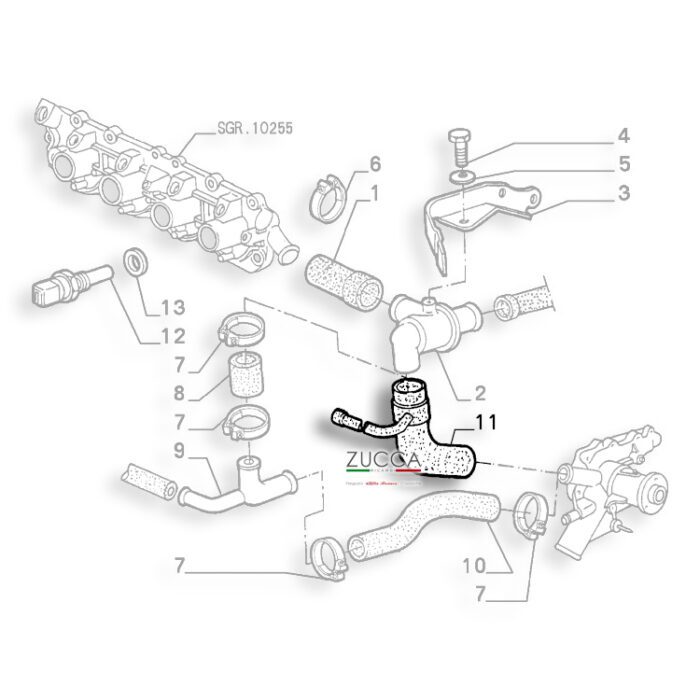 Manicotto Termostato / Pompa Acqua (Alfa 75 T.S. e 1.8 Turbo) - immagine 2
