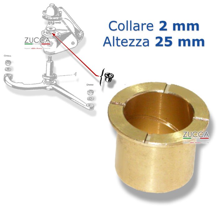 Boccola in Ottone - Rinvio di Sterzo (Collare 2 mm / Altezza 25 mm) Serie 102/106 - 101