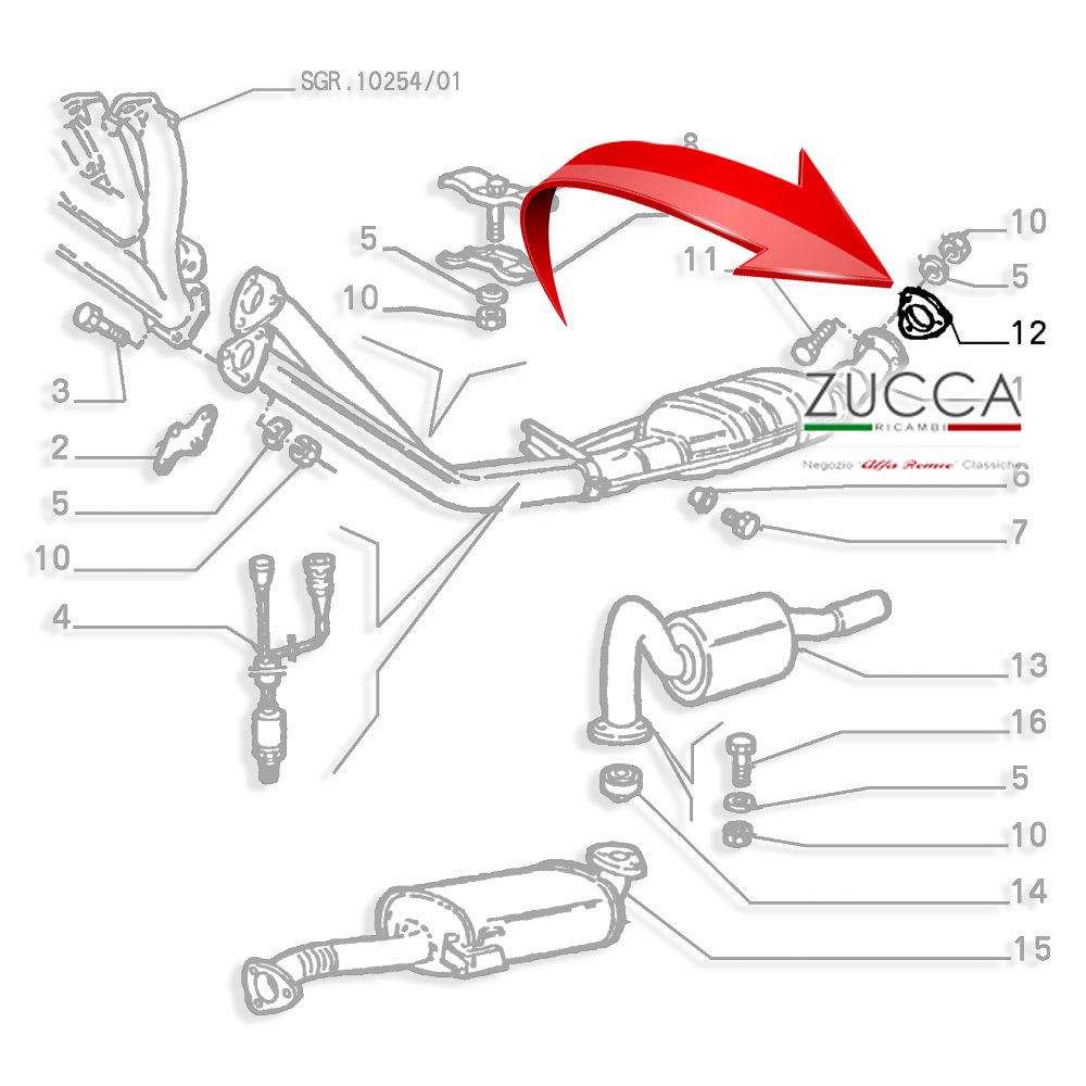 Guarnizione tra Catalizzatore & Sezione Centrale (Duetto & Alfa 33) - immagine 2