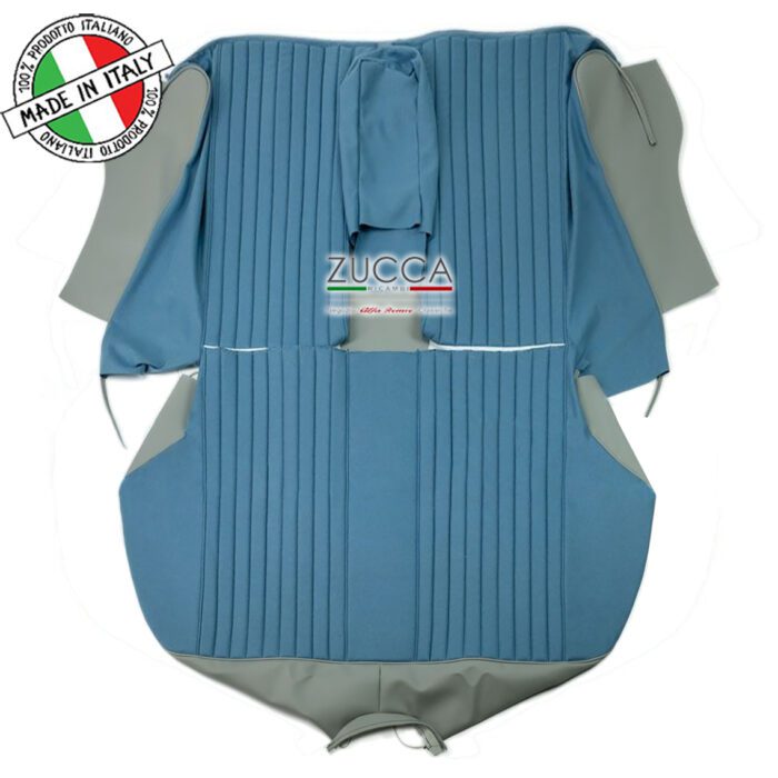 Fodera Sedile Posteriore con Bracciolo (Giulia 1.300 / 1.600 cc - 1965>72′) – “Panno Azzurro /Skay Grigio"