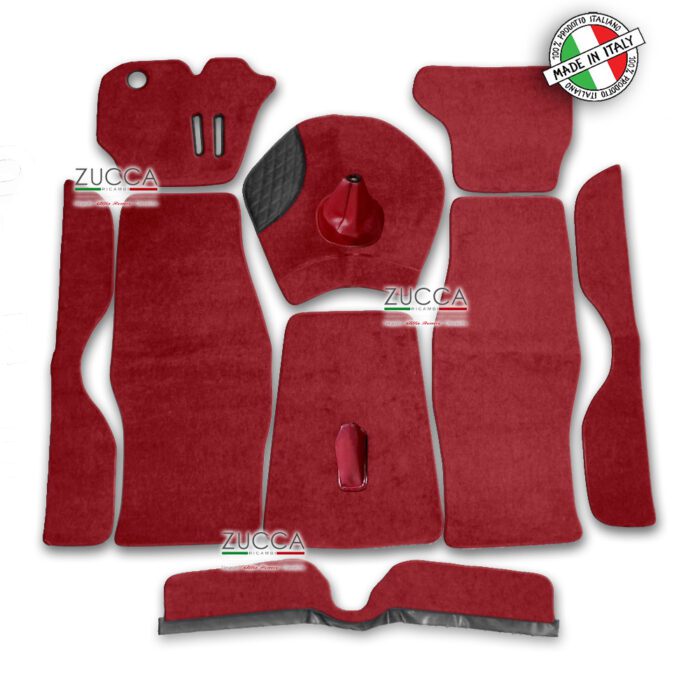 Set Completo Tappeti in Moquette (Giulia GT Sprint - 105) Bordeaux / Cuffie Rosse