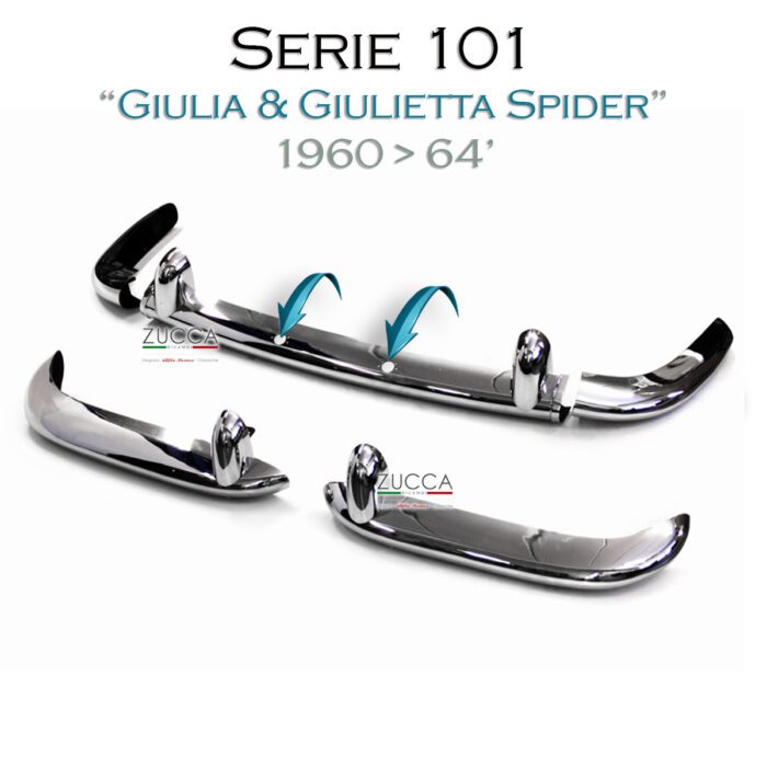 Set Paraurti (Serie 101 - Giulia Spider 1962>65') Acciaio Inox