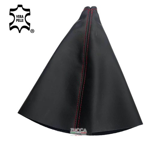 Cuffia Cambio Cuciture Rosse (Spider '85/'89 - Quadrifoglio Verde) - Pelle Nera