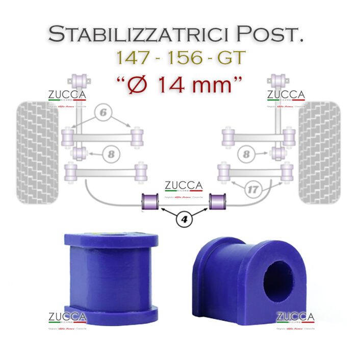 Kit Boccole Barra Stabilizzatrice Post. Ø 14 mm "Poliuretaniche" (147 - 156 - GT)