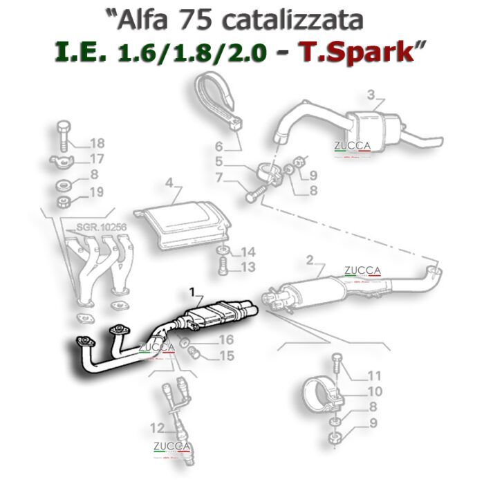 Sezione Anteriore "Catalizzatore" (Alfa 75 I.E. - 1.6>2.0 cc /T. Spark dal 1987 al 92') - immagine 2
