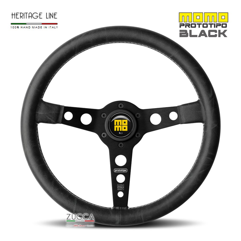 Volante in Pelle "Vintage" / Razze Nere - MOMO 350 mm “PROTOTIPO Black Edition”