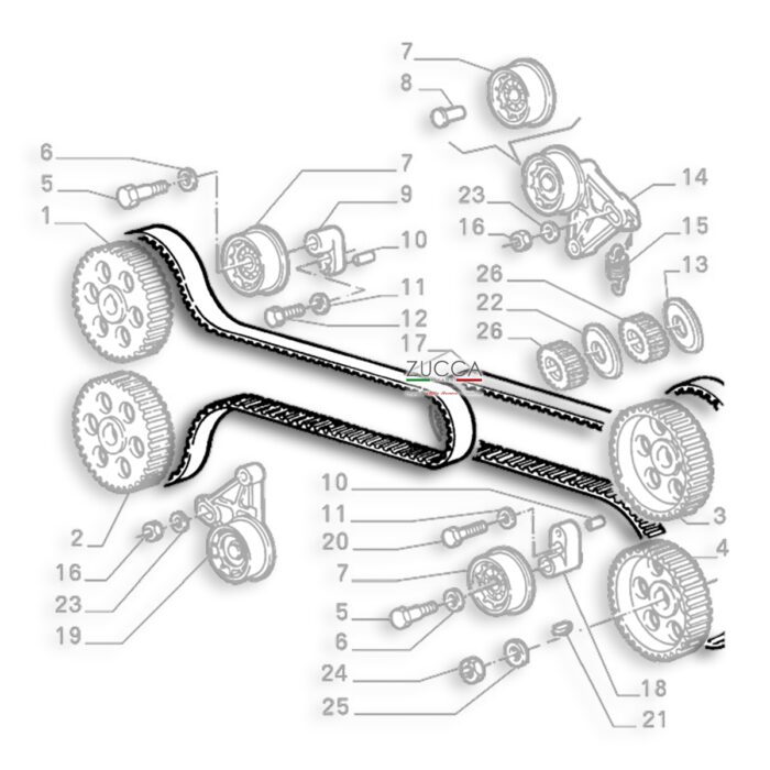 Coppia Cinghie Distribuzione Boxer 1.700 cc - 16 Valvole (121 denti - 20mm)