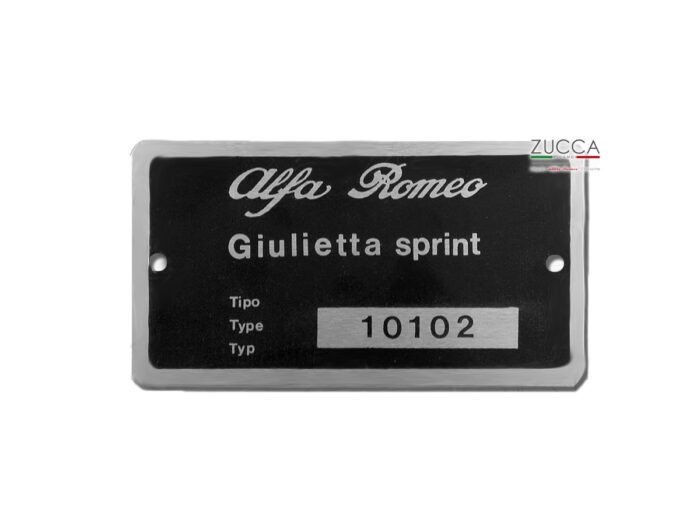 Targhetta Alfa Romeo 101.02 Giulietta Sprint