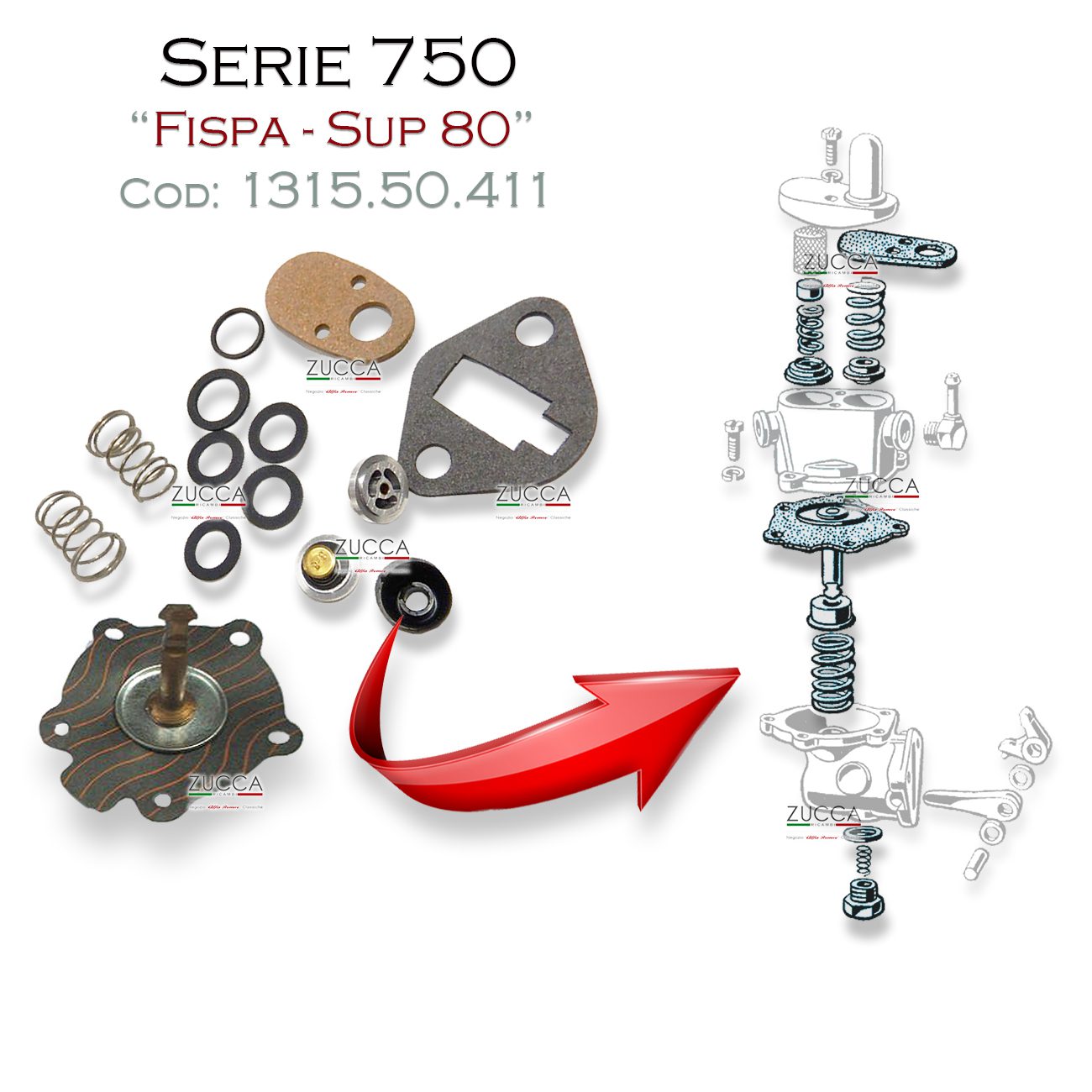 Kit Pompa Benzina FISPA - SUP 80 (Serie: 750 - Giulietta Spider/Sprint/Ti)