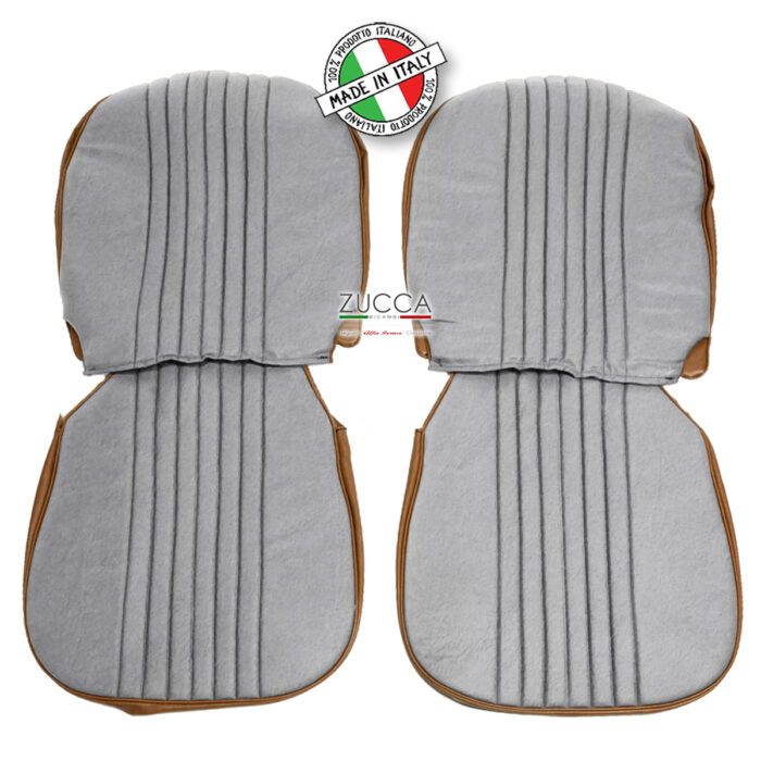 Coppia Fodere Sedili Ant. (GT Junior 1.300/1.600 cc - 1966>73') Pannetto Grigio/Skay Beige