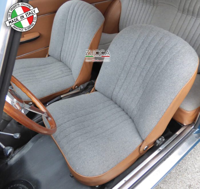 Coppia Fodere Sedili Ant. (GT Junior 1.300/1.600 cc - 1966>73') Pannetto Grigio/Skay Beige - immagine 2