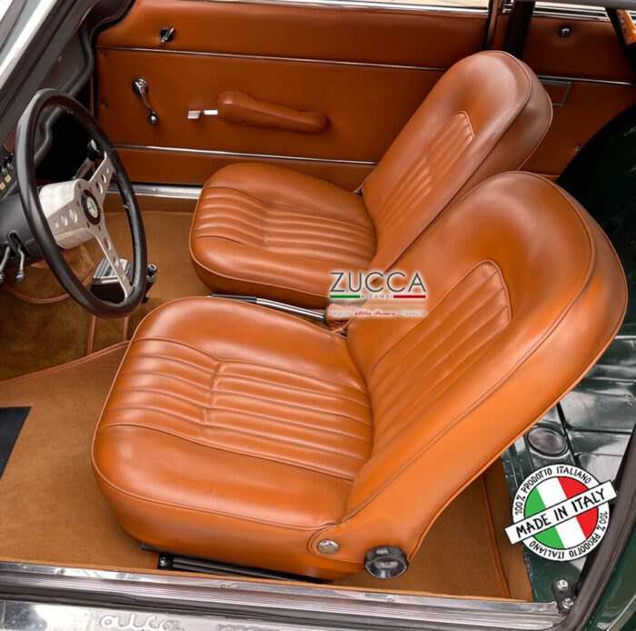 Coppia Fodere Sedili Ant. (Giulia Sprint GT 1600 - 1963>66') Skay Marron Cuoio - immagine 2