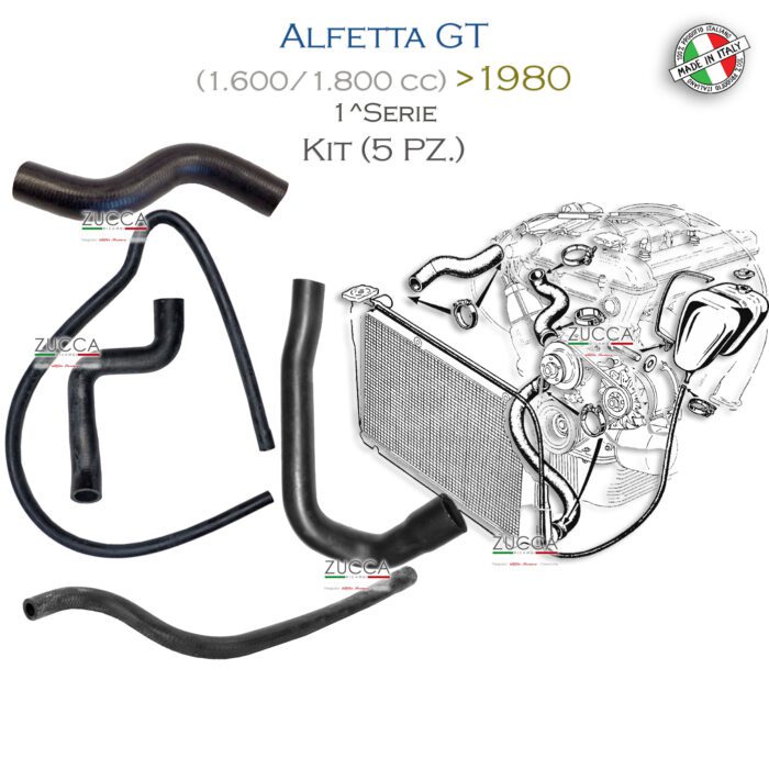 Set Manicotti Radiatore 5pz. (Alfetta GT 1.600/1.800 cc)