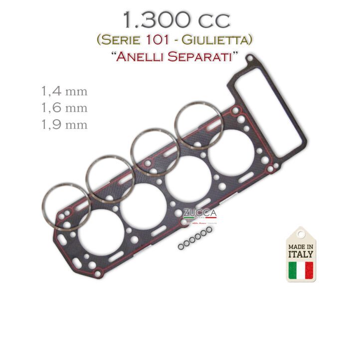 Guarnizione Testata - 1.300 cc (Serie: 101 Giulietta) "Anelli Separati"