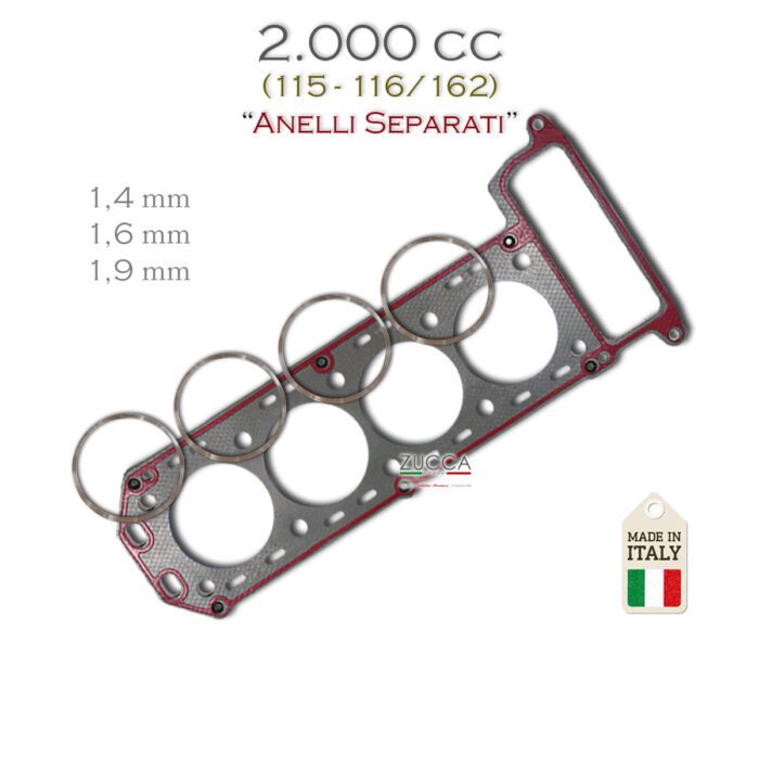 Guarnizione Testata - 2.000 cc (Serie: 115 - 116/162) "Anelli Separati"