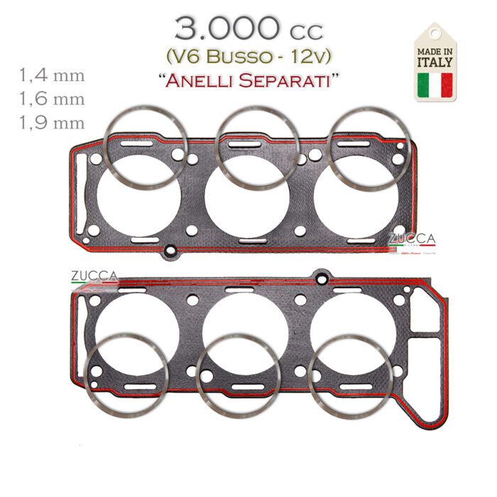 Guarnizione Testata - 3.000 cc (V6 Busso - 12 Valvole) "Anelli Separati"