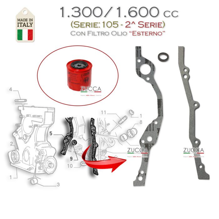 Kit Carter Distribuzione 1.300/1.600 cc (Serie: 105/115 2^S. Filtro Olio Esterno)