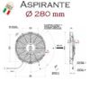 Ventilatore Aspirante Ventola Assiale 54A, 12v Diametro 280mm - immagine 2