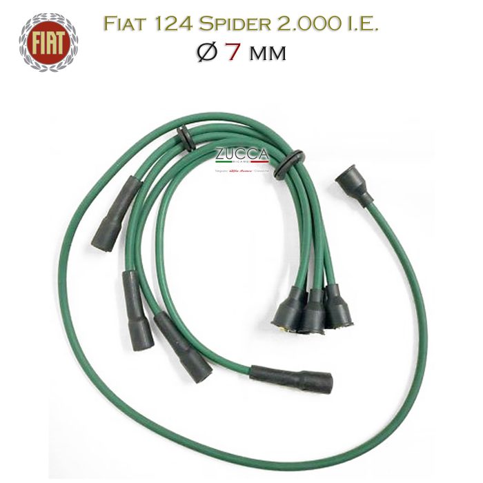 Set Cavi Candela (FIAT 124 Spider 2.000 I.E.) Ø 7 mm Silicone Verde