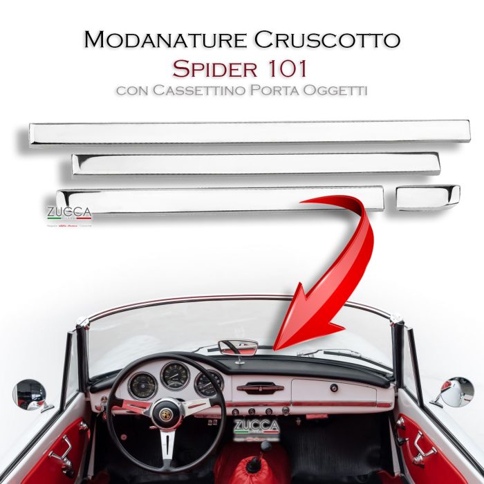 Modanature Cruscotto - Set 4 pz. (Spider 101) con Cassettino Porta Oggetti