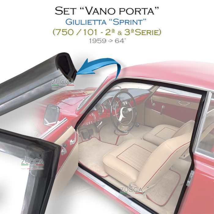Coppia (2 pz.) Guarnizioni Vano Porta Dx & Sx (Giulietta SPRINT 750/101 - 2ª & 3ª Serie)