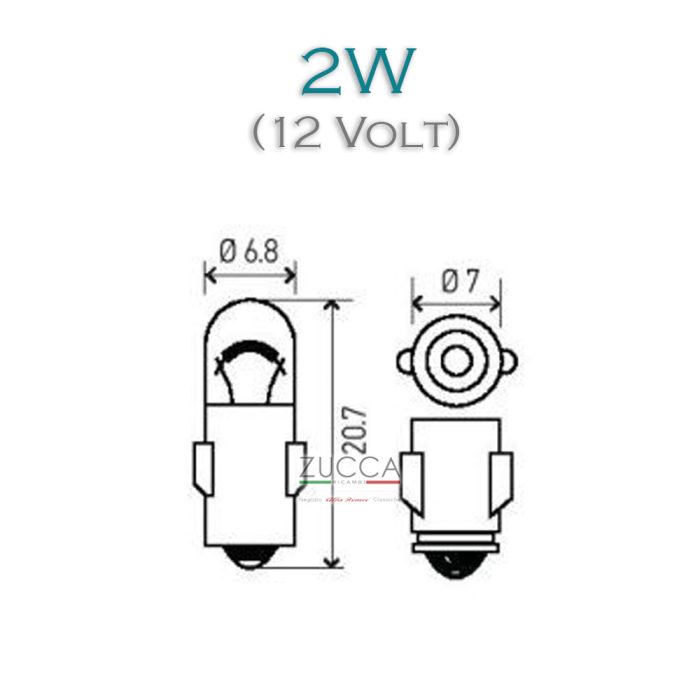 Lampadina 2W 12V (BA7s) - immagine 2