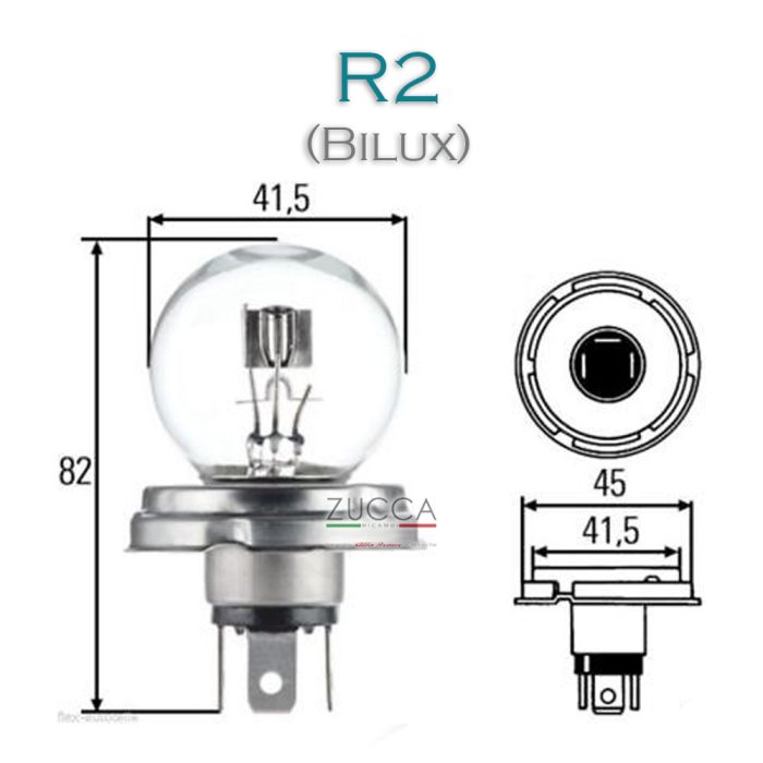 Lampadina R2 (12v 45/40 Watt - Attacco P45t ASY Bilux) - immagine 2