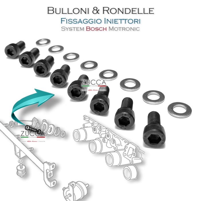 Set (8+8 pz.) Bulloni & Rondelle - Fissaggio Iniettori ("BOSCH" - Motronic)