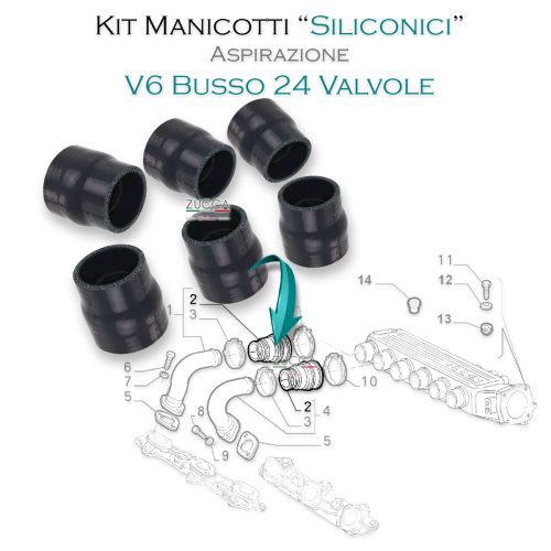 Set (6 pz.) Manicotti Aspirazione V6 - 24v (GTA 3.0 & 3.2) - Siliconici