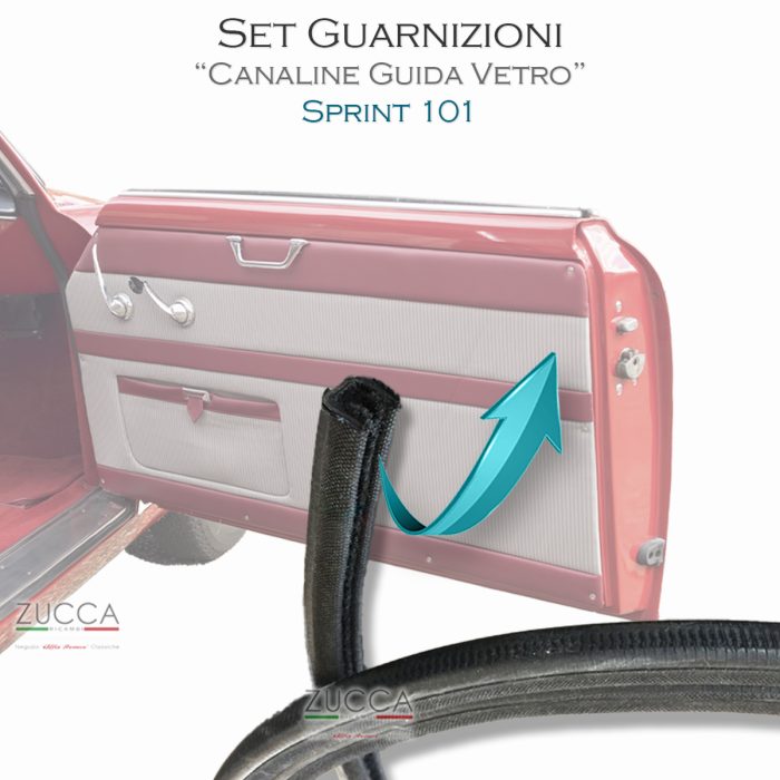 Set Guarnizioni Guida Vetro Dx & Sx (Giulietta SPRINT 101 - 1ª & 2ª Serie)