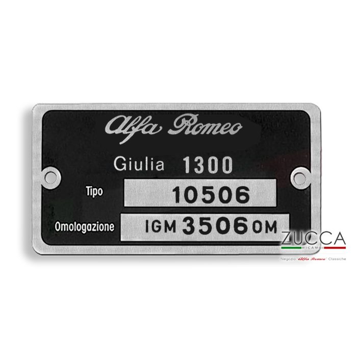 Targhetta Identificativa (105.08 Giulia 1300) - 45x85 mm