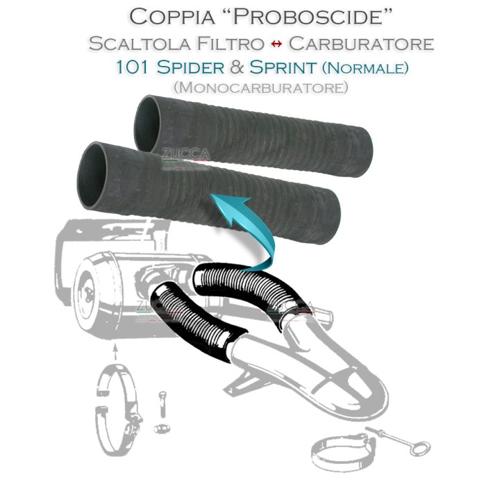Coppia Proboscide Scatola Filtro 1.600 cc (Giulia Spider / Sprint) "Versione 1 Carburatore"