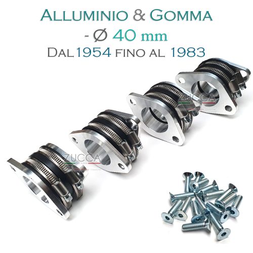 KIT Flange Carburatore "Alluminio & Gomma" da Ø 40 mm (dal 1954 al 83')